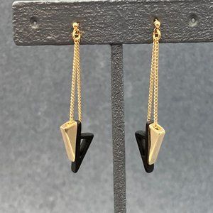 Dangle Pierced Earrings Gold Chain Black Arrow Hollow Retro BoHo Soft Girl
